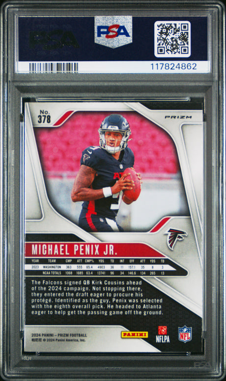 Michael Penix Jr. 2024 Panini Prizm Lazer #378 PSA 10