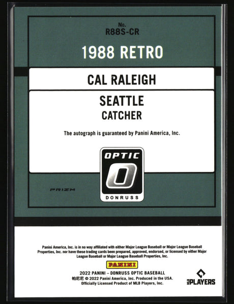 Cal Raleigh 2022 Donruss Retro 1988 Signatures Holo #R88S-CR