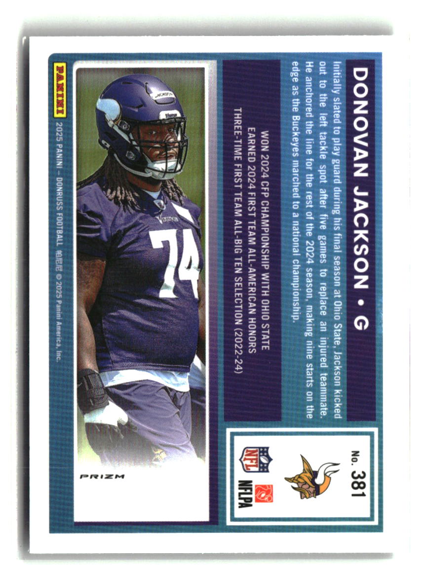 Donovan Jackson 2025 Donruss Optic Rated Rookies Preview Holo #381