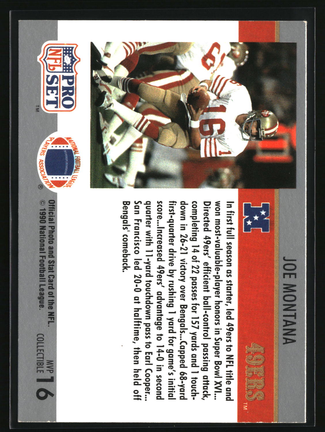 Joe Montana 1990 Pro Set Super Bowl MVP Collectibles #16