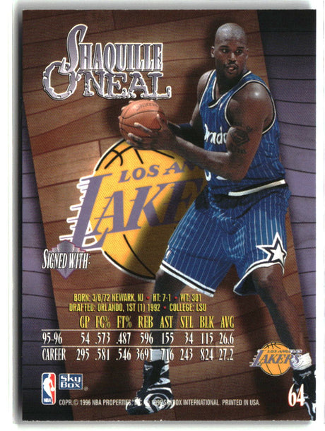 Shaquille O'Neal 1996-97 SkyBox Z-Force #64