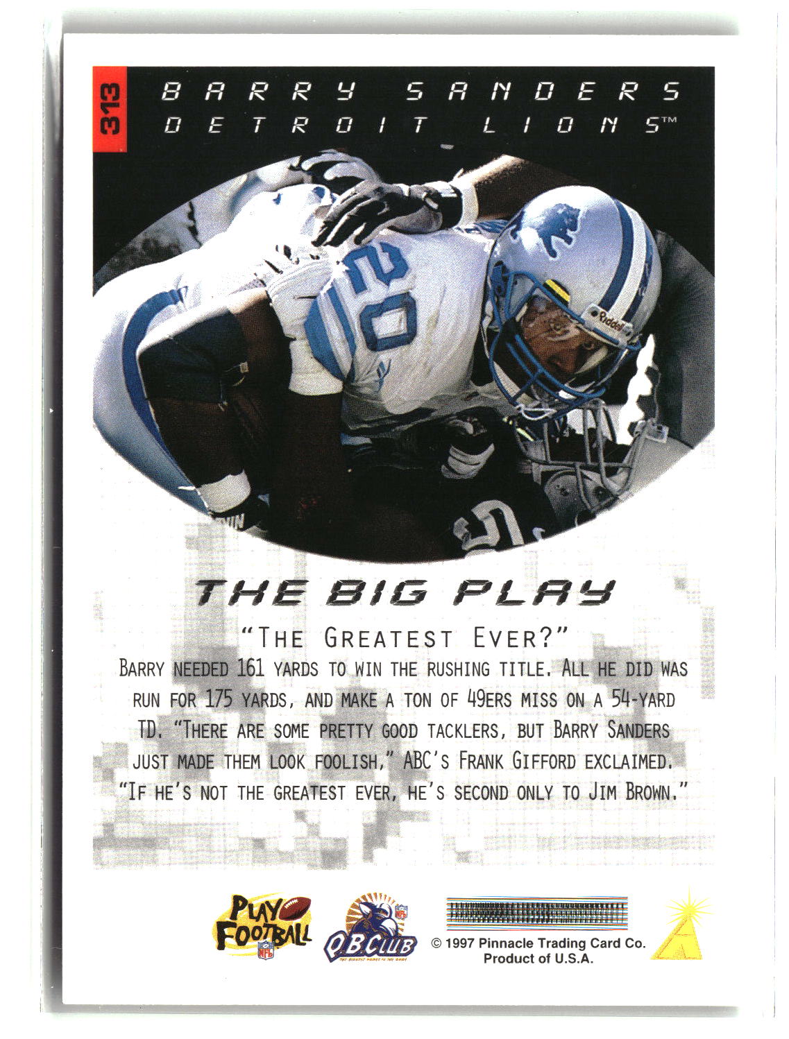 Barry Sanders 1997 Score #313