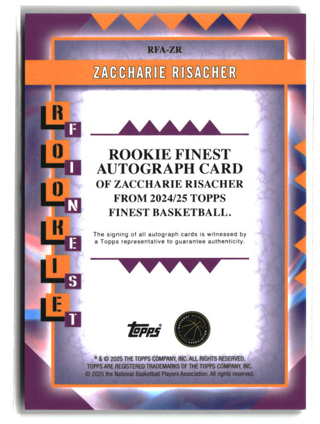 Zaccharie Risacher 2024-25 Finest Rookie Autographs Green Geometric #RFA-ZR #/75