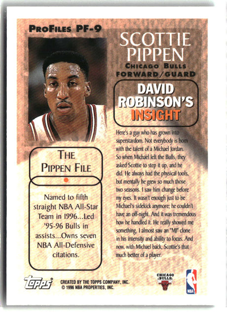 Scottie Pippen 1996-97 Topps ProFiles #PF-9