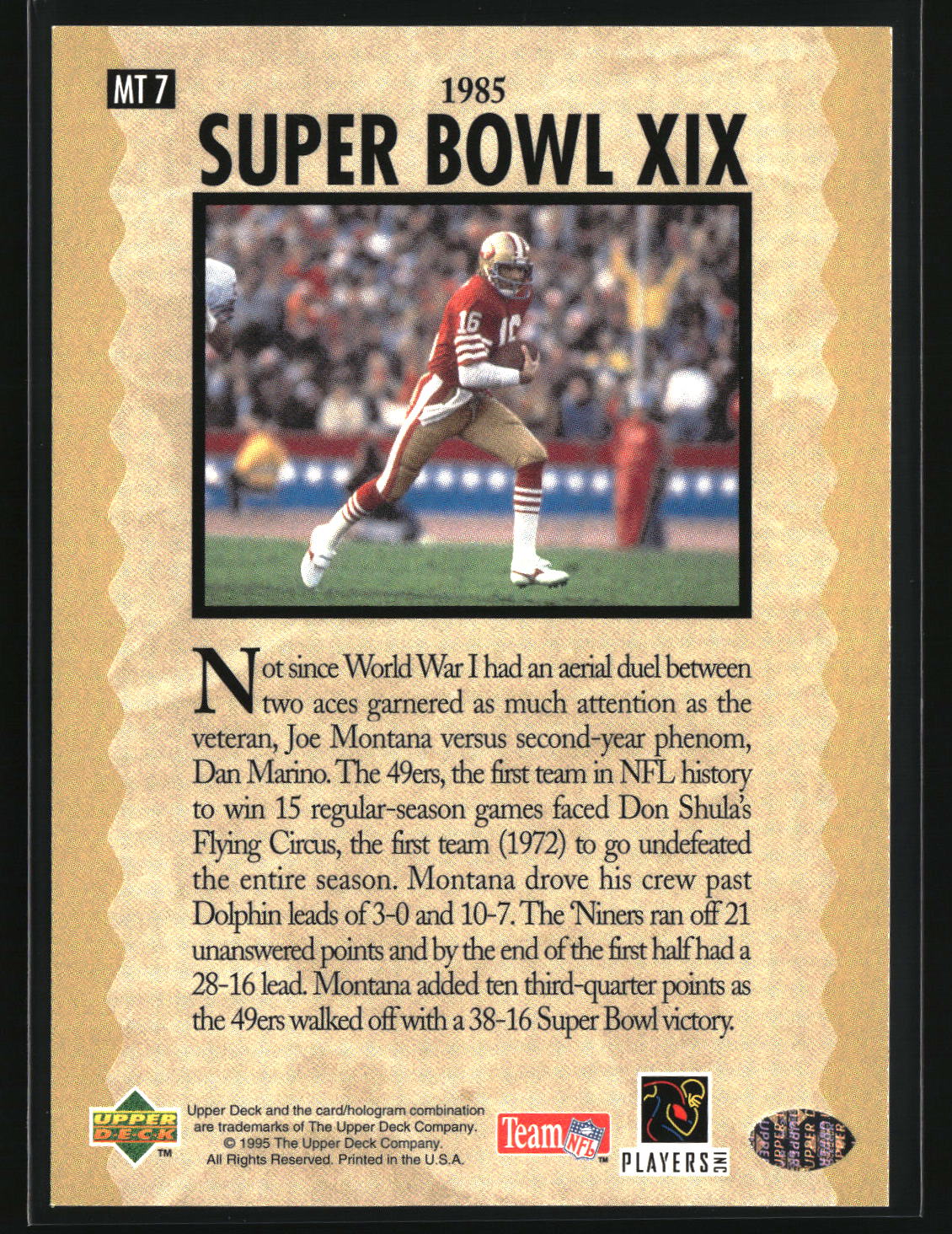 Joe Montana 1995 Collector's Choice Joe Montana Trilogy #MT7