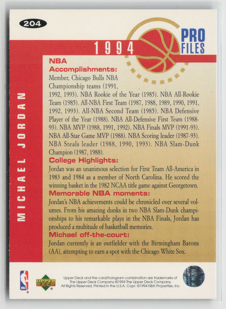 Michael Jordan 1994-95 Collector's Choice #204