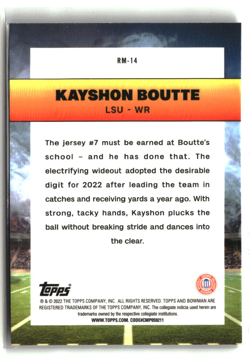 Kayshon Boutte 2022 Bowman University Chrome Ramblin' Man #RM-14