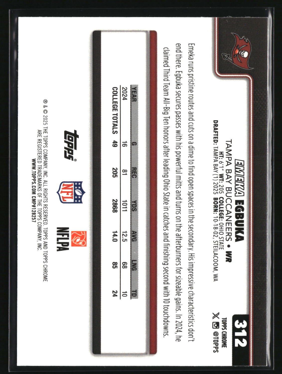 Emeka Egbuka 2025 Topps Chrome #312