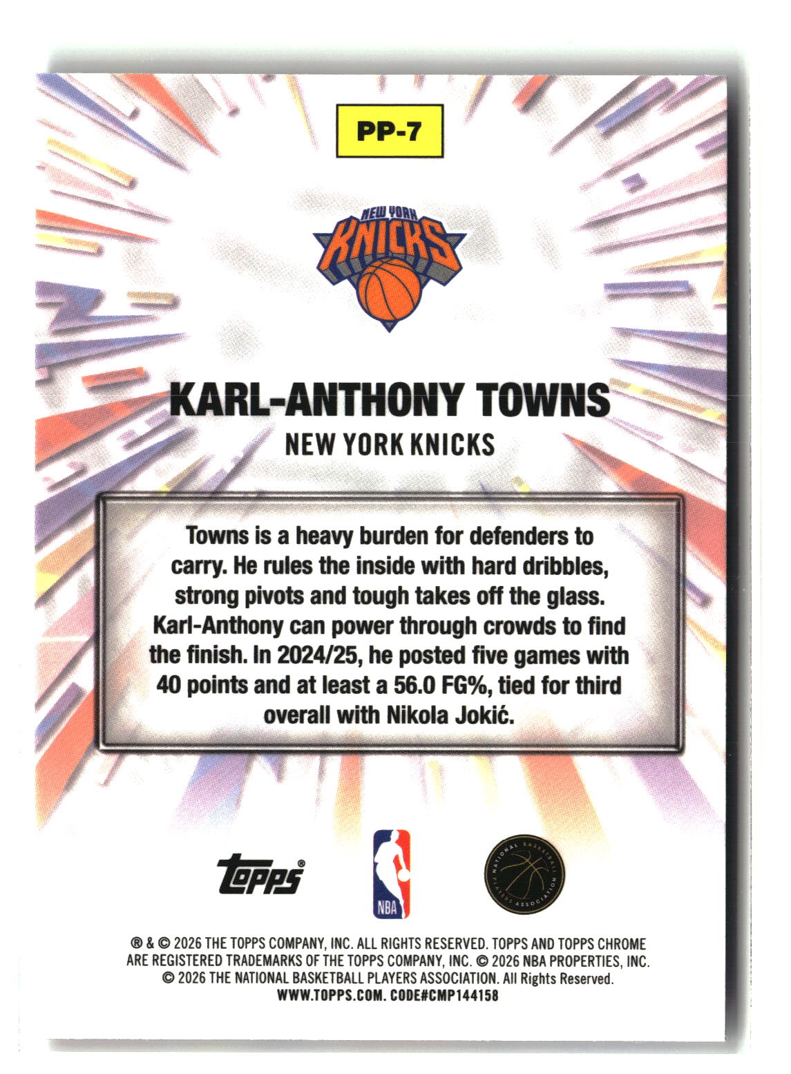 Karl-Anthony Towns 2025-26 Topps Chrome Update Power Players #PP-7