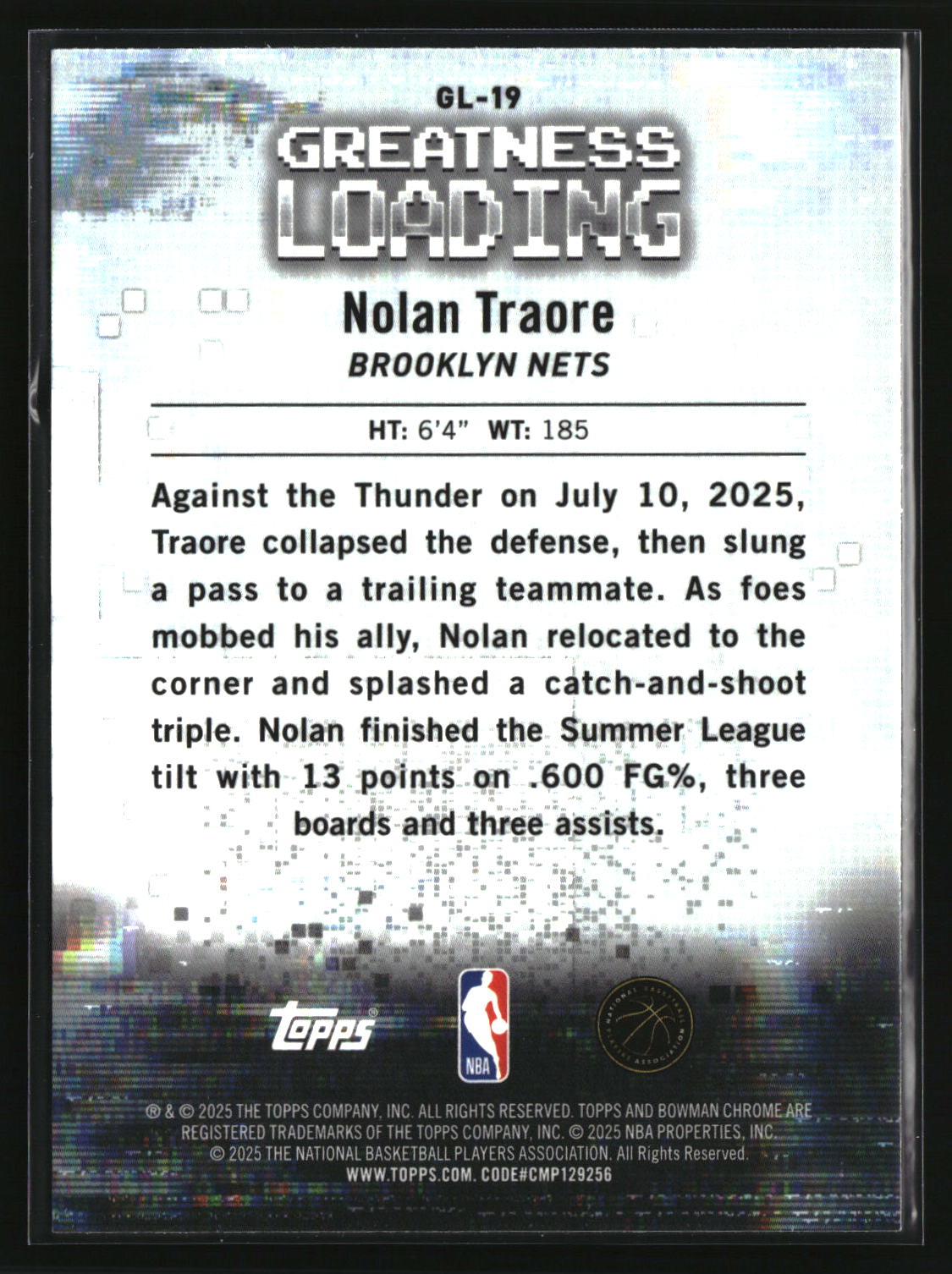 Nolan Traore 2025-26 Bowman Greatness Loading #GL-19