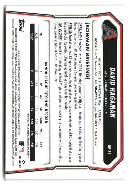 David Hagaman 2026 Bowman Prospects #BP-84