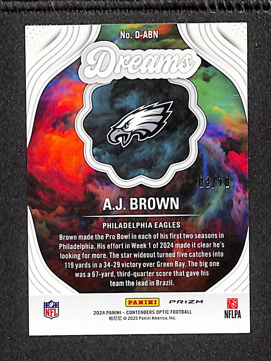 A.J. Brown 2024 Panini Contenders Optic Dreams Gold #D-ABN #/10