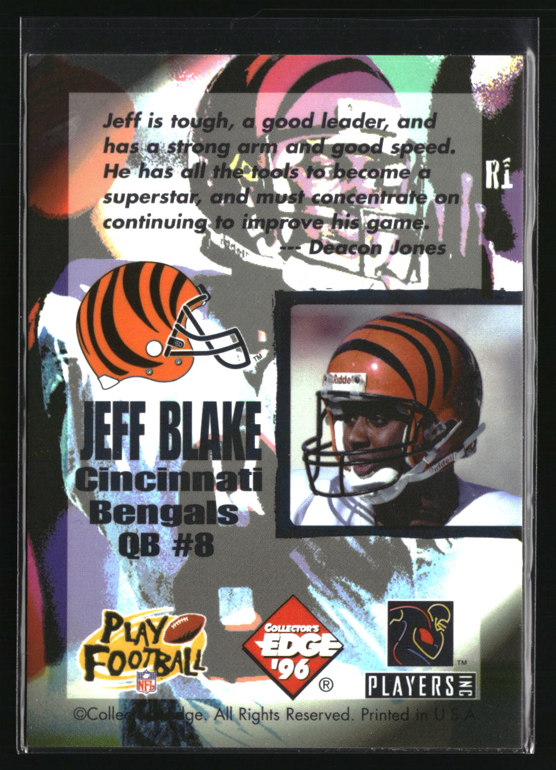 Jeff Blake 1996 Collector's Edge Ripped #R1