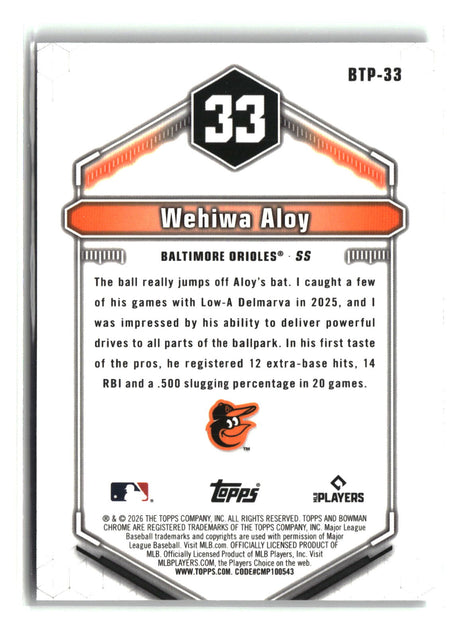 Wehiwa Aloy 2026 Bowman Bowman Scouts' Top 100 #BTP-33
