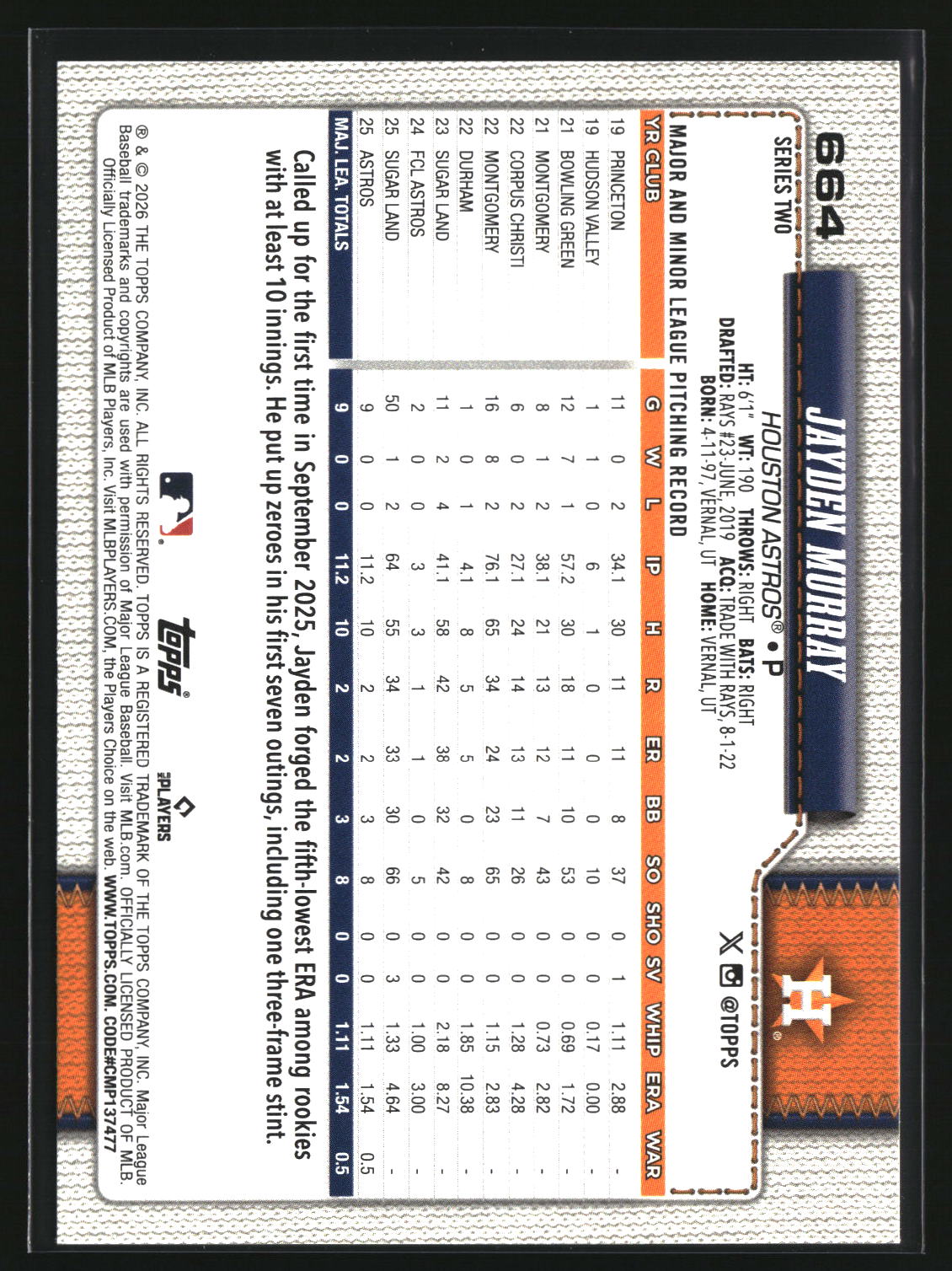 Jayden Murray 2026 Topps #664