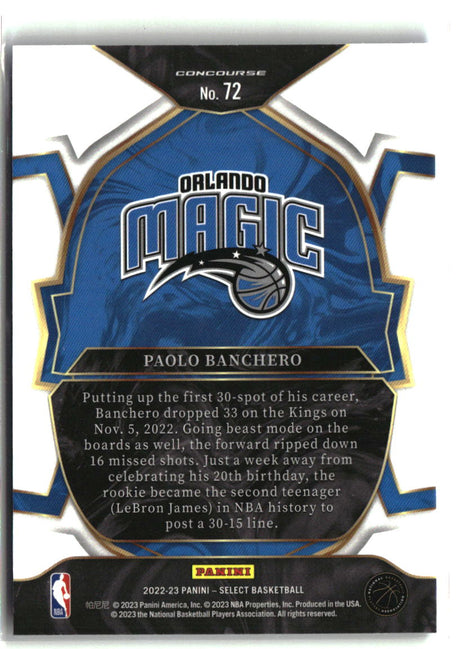 Paolo Banchero 2022-23 Panini Select Blue (Retail Base) #72