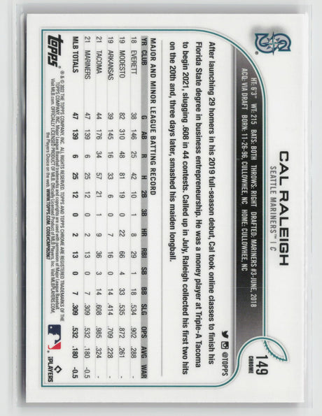 Cal Raleigh 2022 Topps Chrome Pink Refractor #149