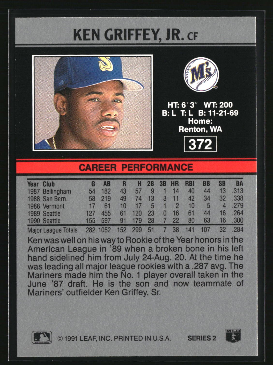 Ken Griffey, Jr. 1991 Leaf #372