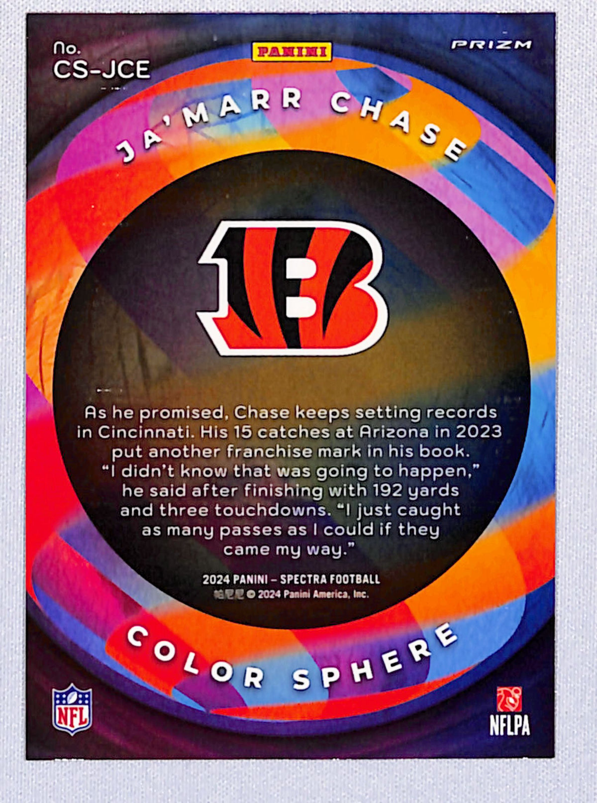 Ja'Marr Chase 2024 Panini Spectra Color Sphere #CS-JCE