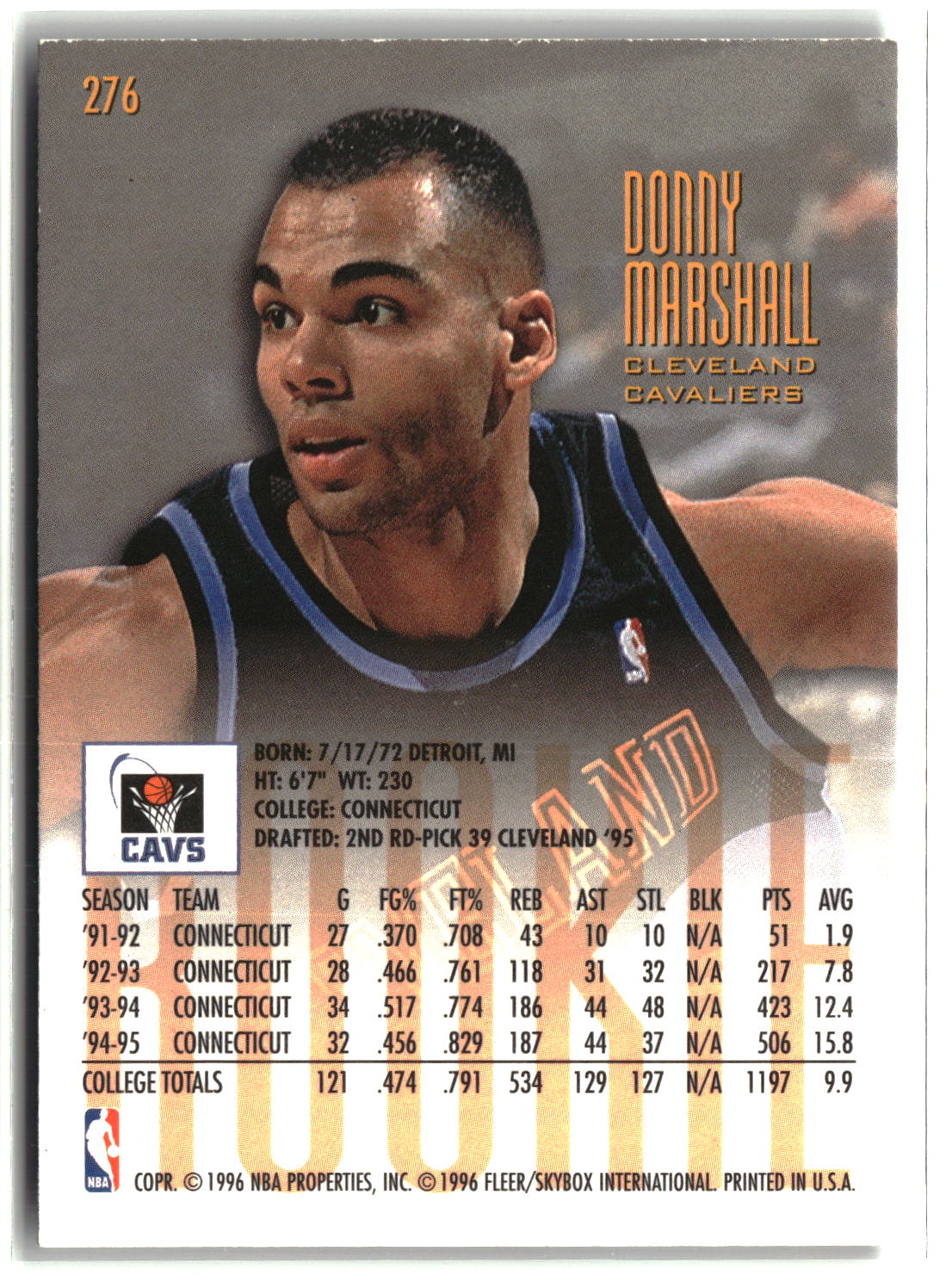 Donny Marshall 1995-96 Ultra #276