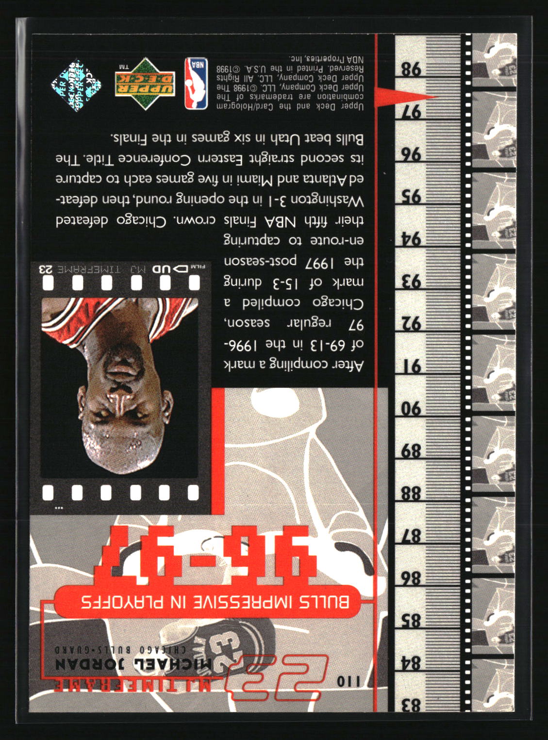 Michael Jordan 1998 Upper Deck Michael Jordan Living Legend #110