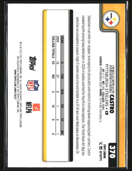 Sebastain Castro 2025 Topps Chrome Football Pink Wave Refractor /250 #370