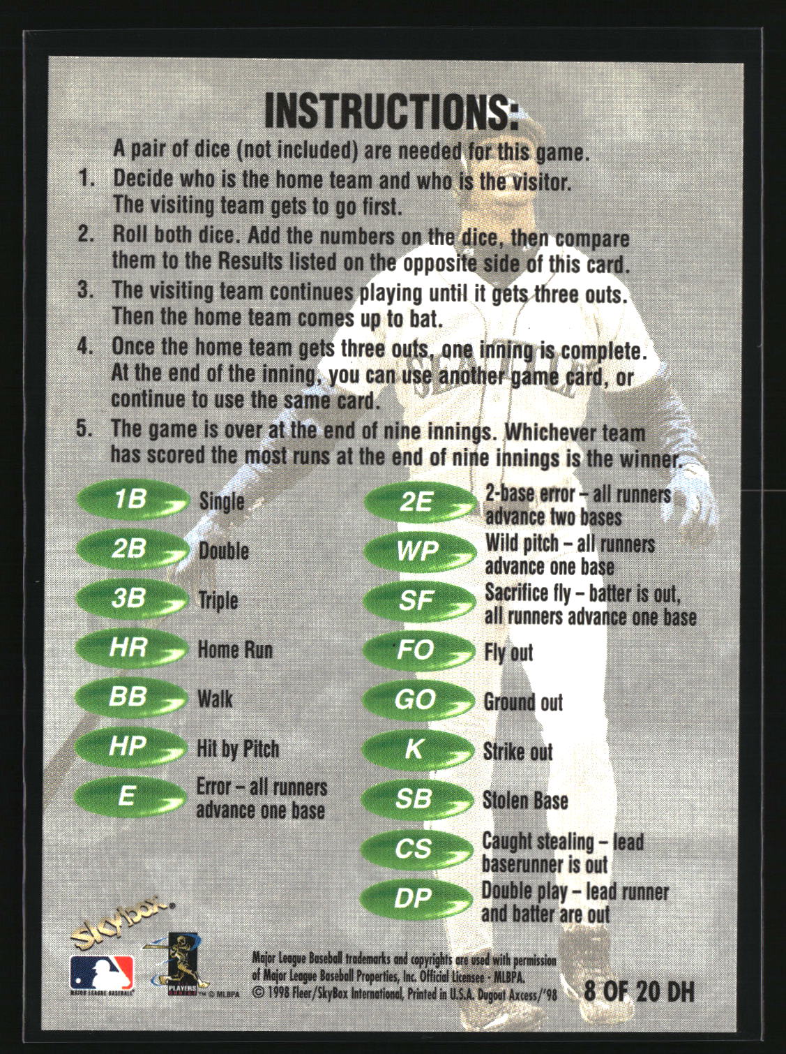 Ken Griffey Jr. 1998 SkyBox Dugout Axcess Double Header #8DH
