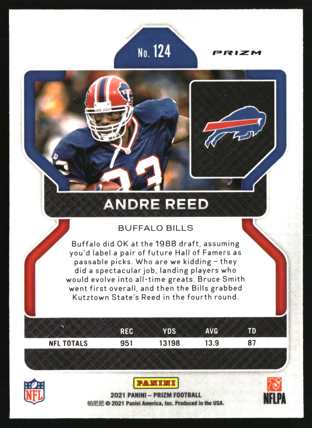 Andre Reed 2021 Panini Prizm Black and White Checker #124
