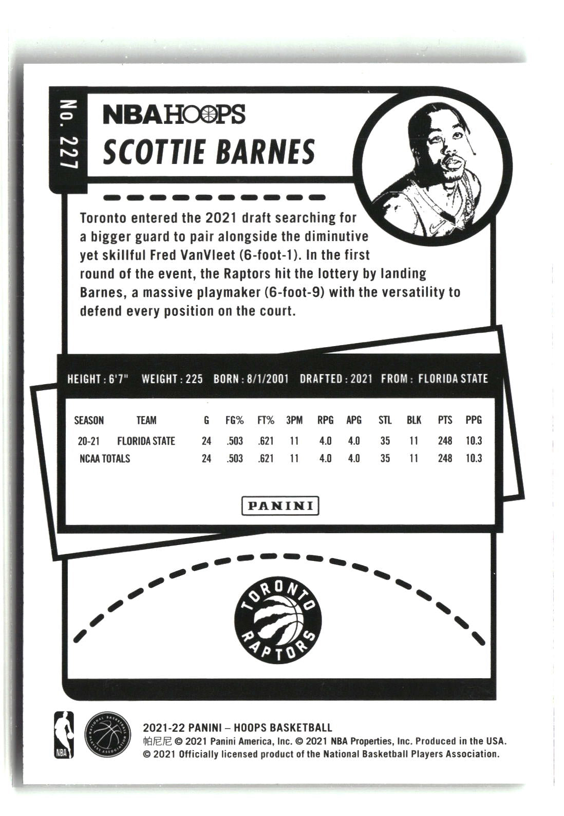 Scottie Barnes 2021-22 Hoops #227