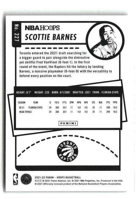 Scottie Barnes 2021-22 Hoops #227