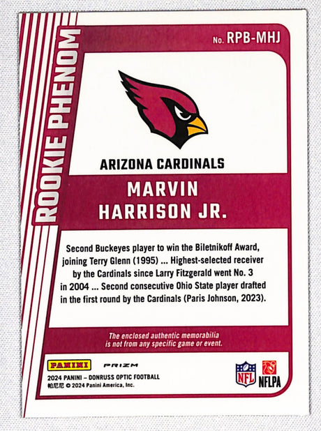 Marvin Harrison Jr. 2024 Donruss Optic Rookie Phenoms Blue Hyper #RPB-MHJ