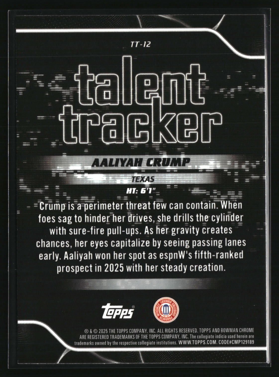 Aaliyah Crump 2025-26 Bowman Talent Tracker #TT-12