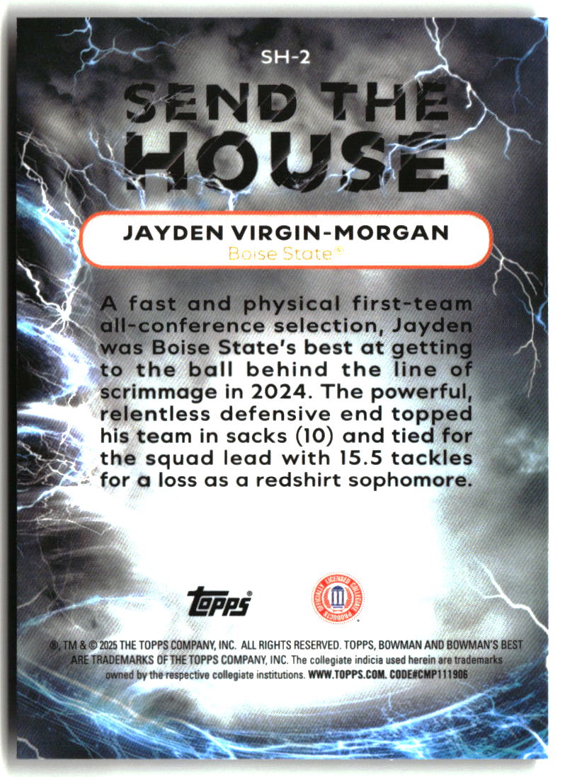 Jayden Virgin-Morgan 2025 Bowman University Best Send The House #SH-2
