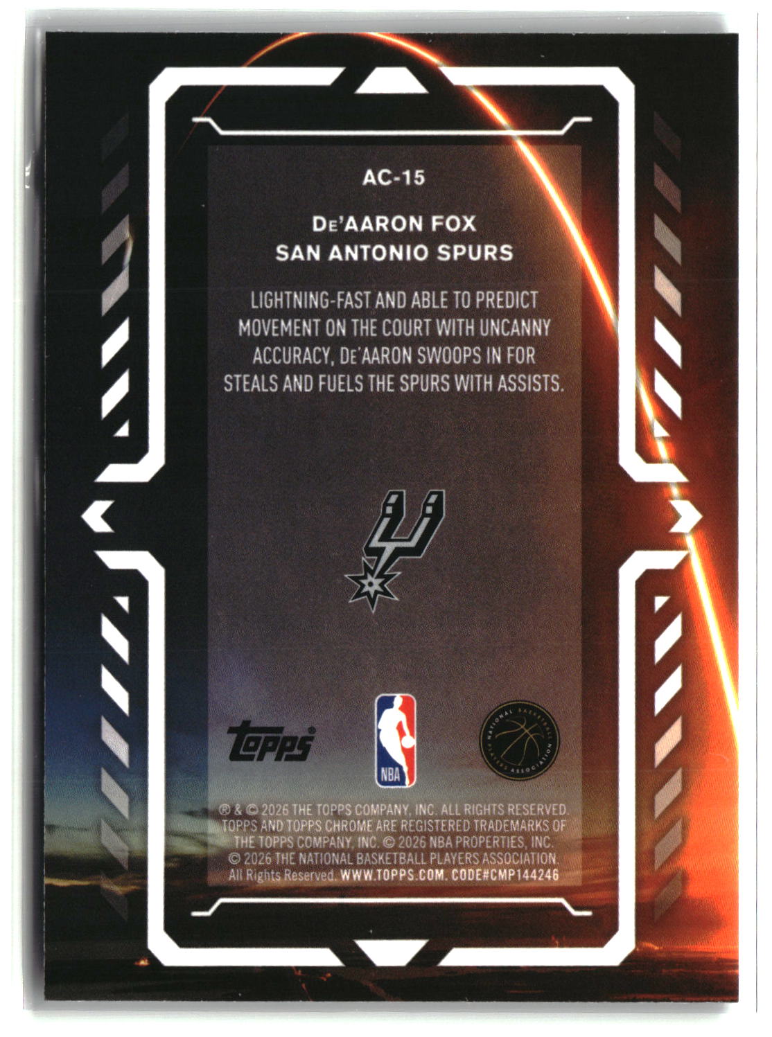 De’Aaron Fox 2025-26 Topps Chrome Update Activators #AC-15