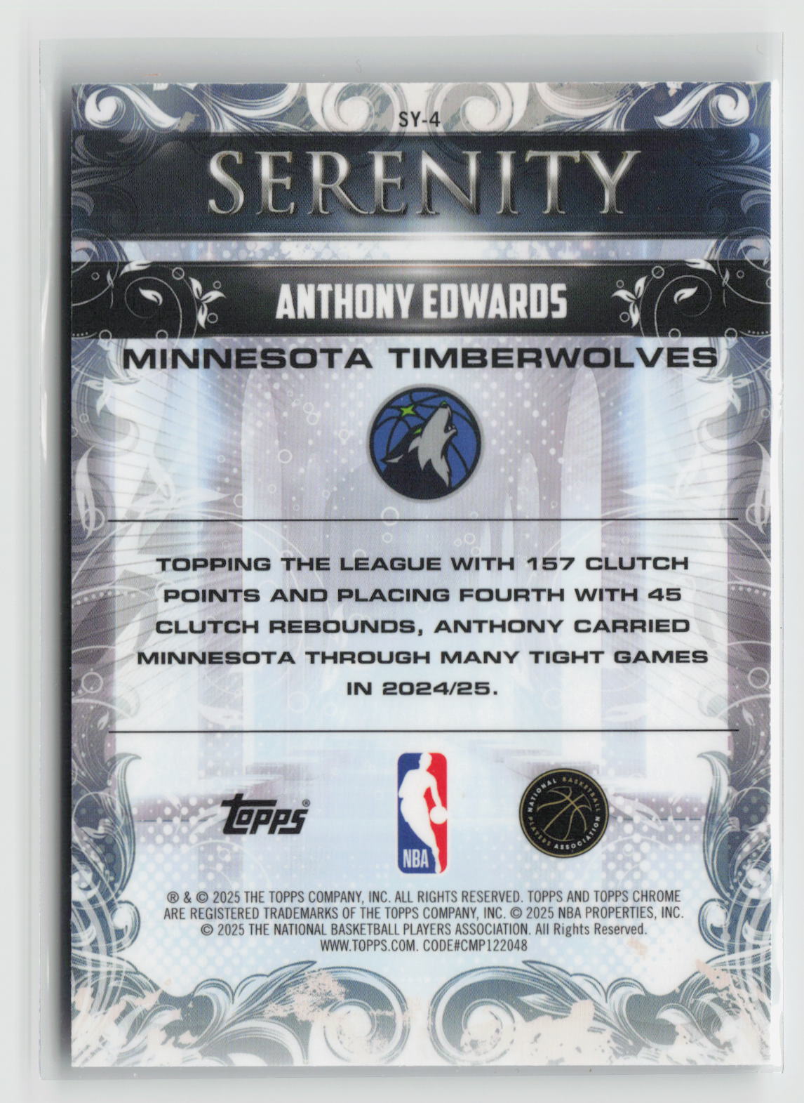 Anthony Edwards 2025-26 Topps Chrome Serenity #SY-4