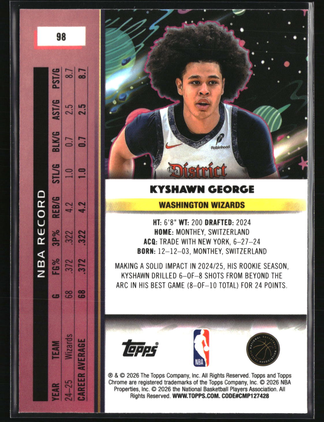 Kyshawn George 2025-26 Topps Chrome Cosmic #98