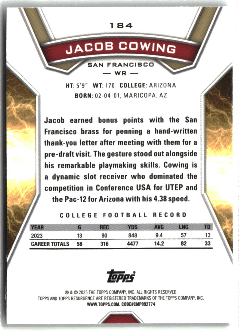 Jacob Cowing 2024 Topps Resurgence #184