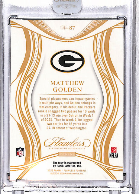 Matthew Golden 2025 Panini Flawless #87 #/25