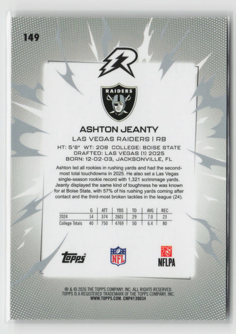 Ashton Jeanty 2025 Topps Resurgence Gold Power Surge Refractor #149