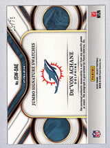 De'Von Achane 2025 Select Jumbo Signature Swatches White Prizm #JSW-DAE #/75