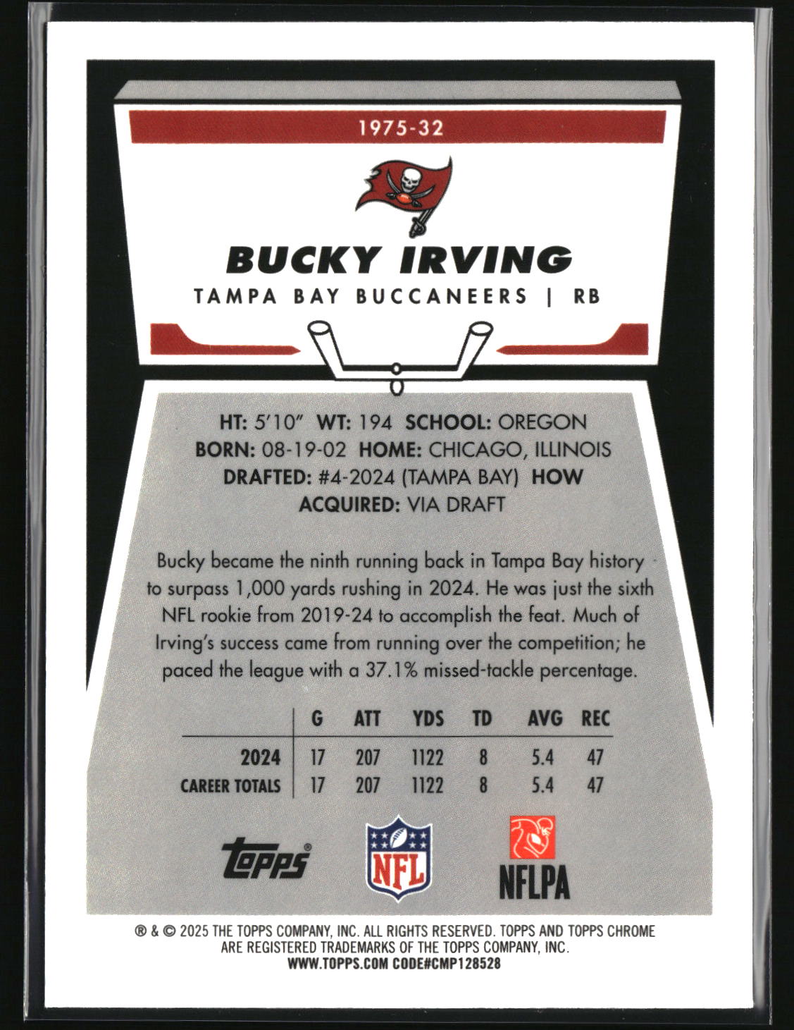 Bucky Irving 2025 Topps Chrome 1975 Topps #1975-32