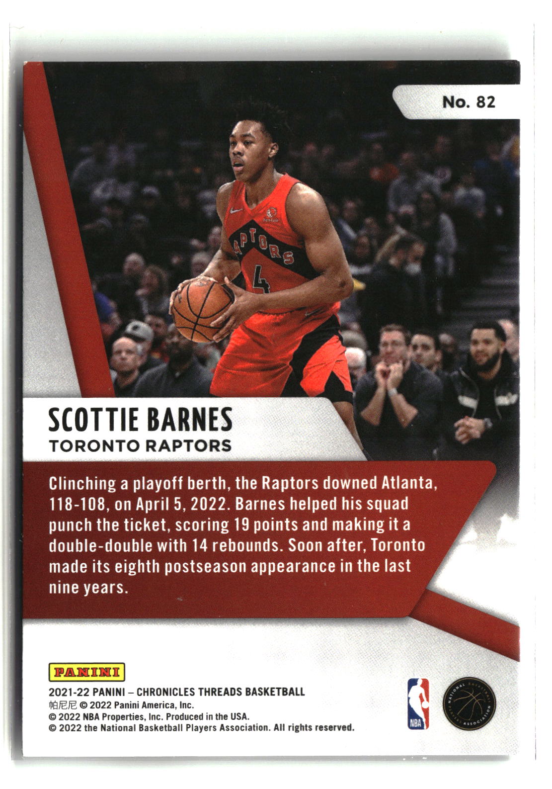 Scottie Barnes 2021-22 Panini Chronicles #82