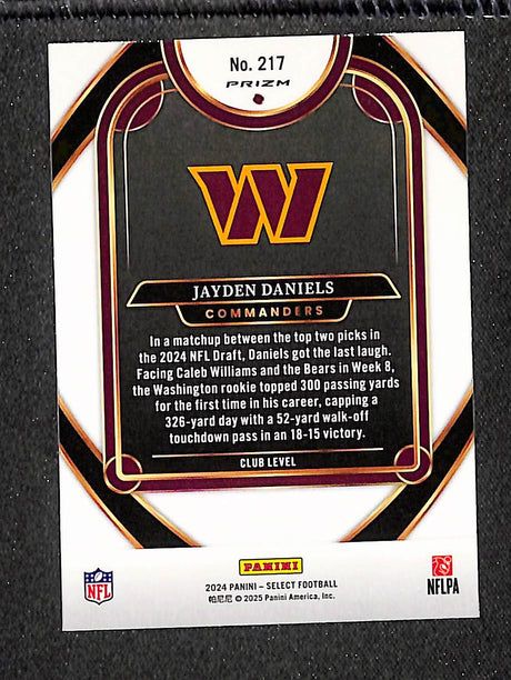Jayden Daniels 2024 Panini Select Red & Blue Prizm Shock #217