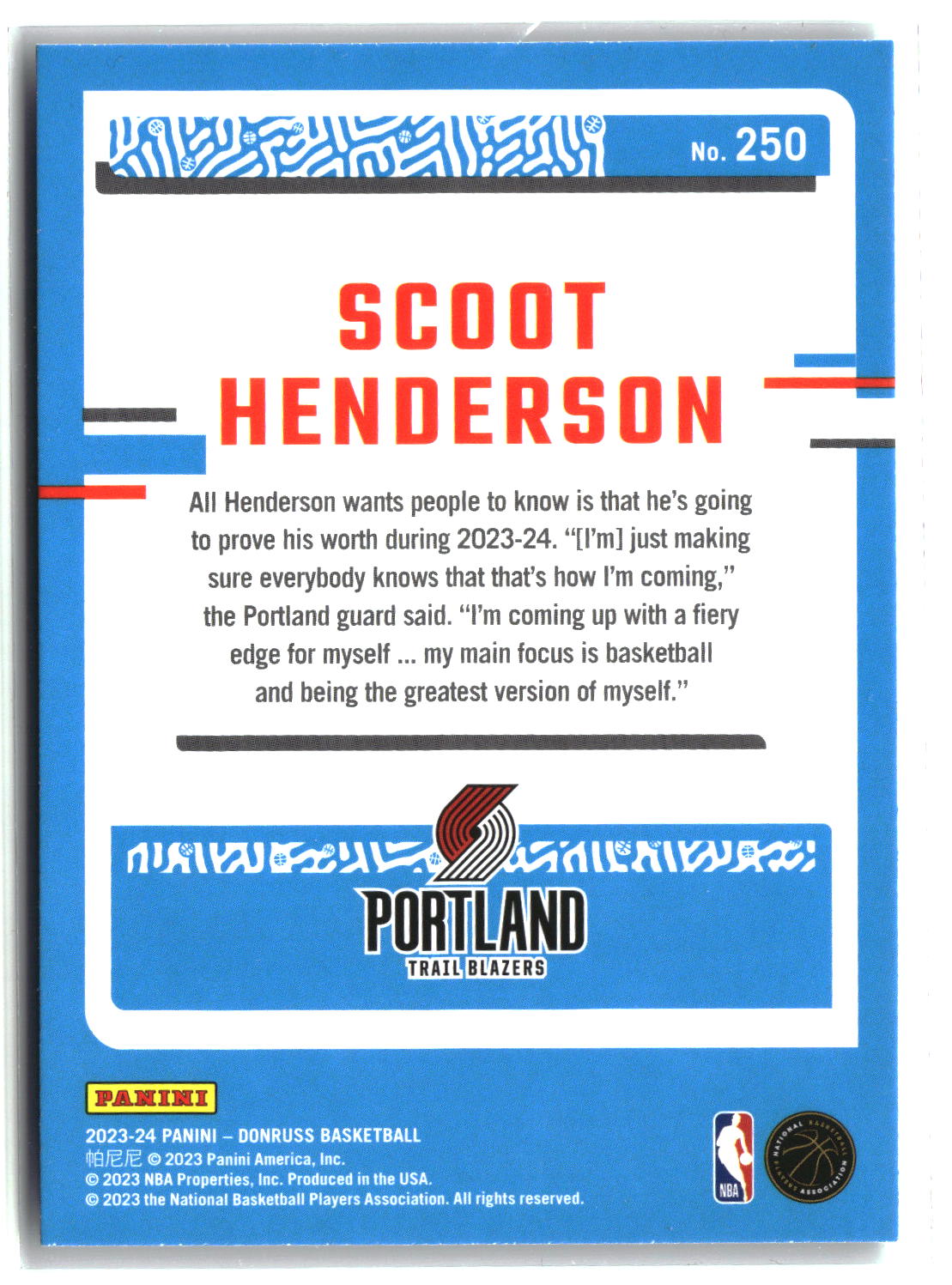 Scoot Henderson 2023-24 Donruss #250
