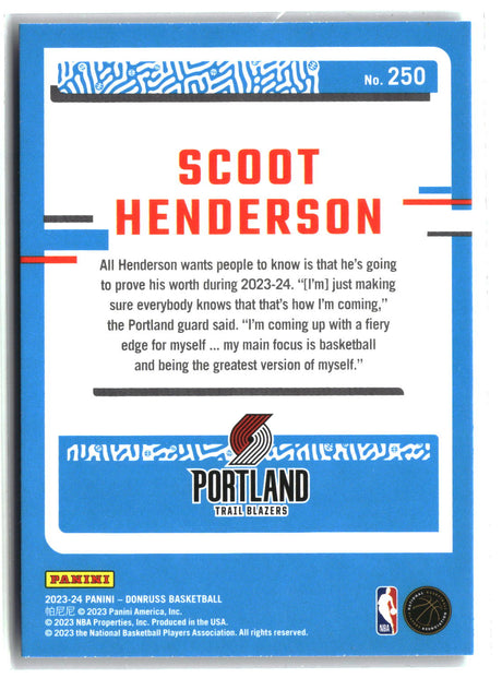 Scoot Henderson 2023-24 Donruss #250