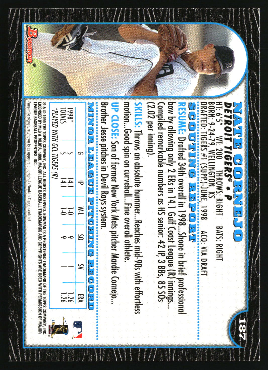 Nate Cornejo 1999 Bowman #187