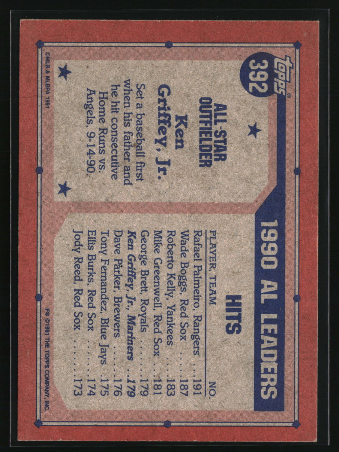 Ken Griffey, Jr. 1991 Topps #392
