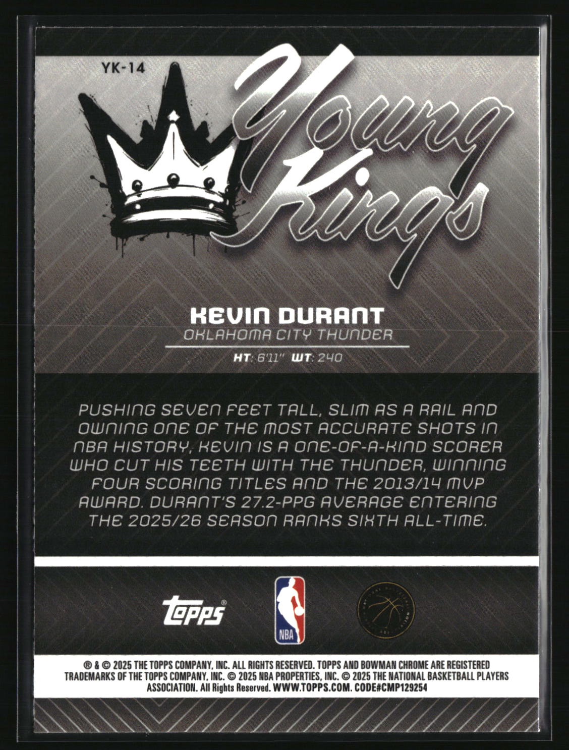 Kevin Durant 2025-26 Bowman Young Kings #YK-14