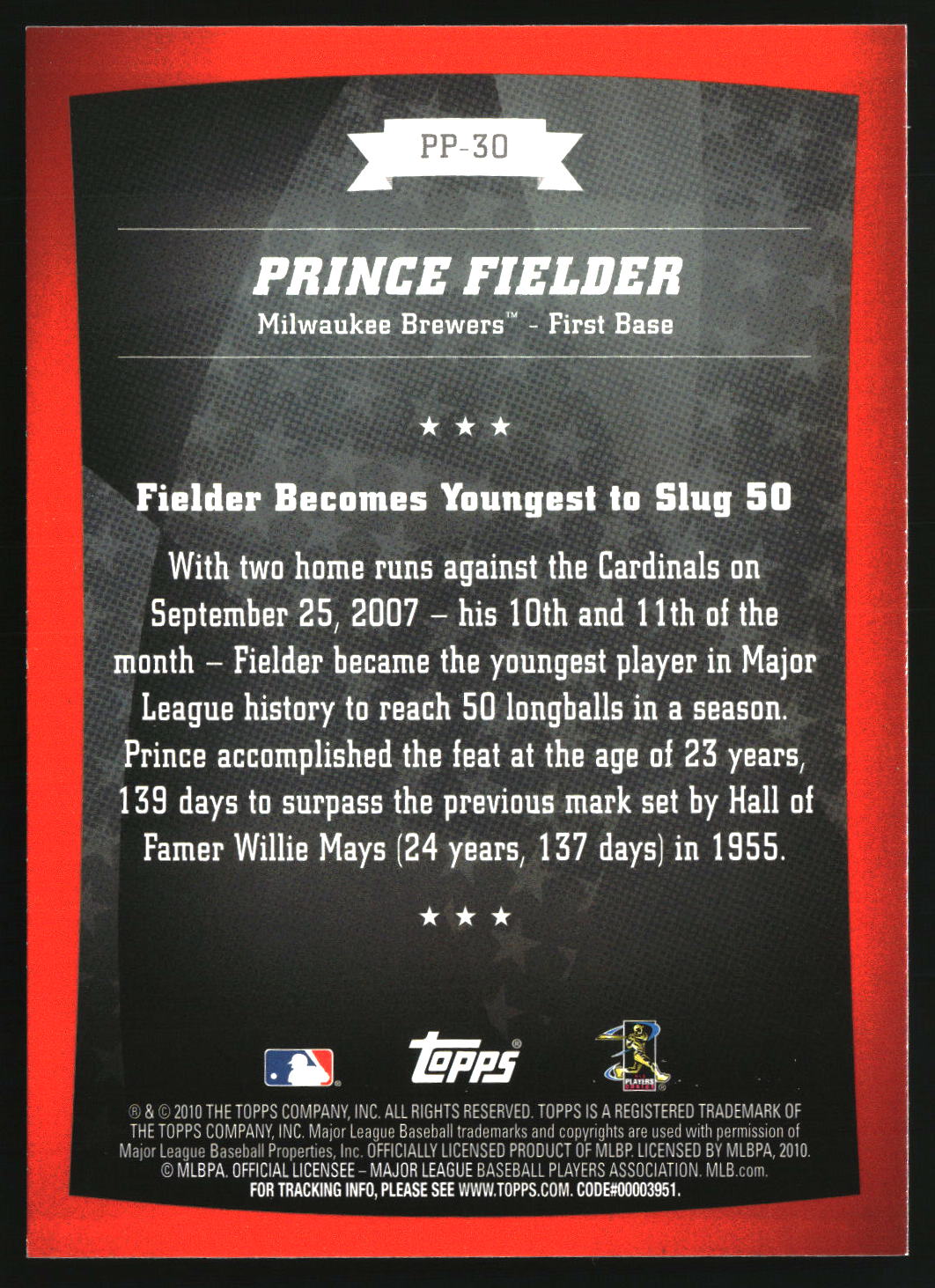 Prince Fielder 2025 Topps Holiday Topps Originals 2025 Foil Buybacks #PP-30