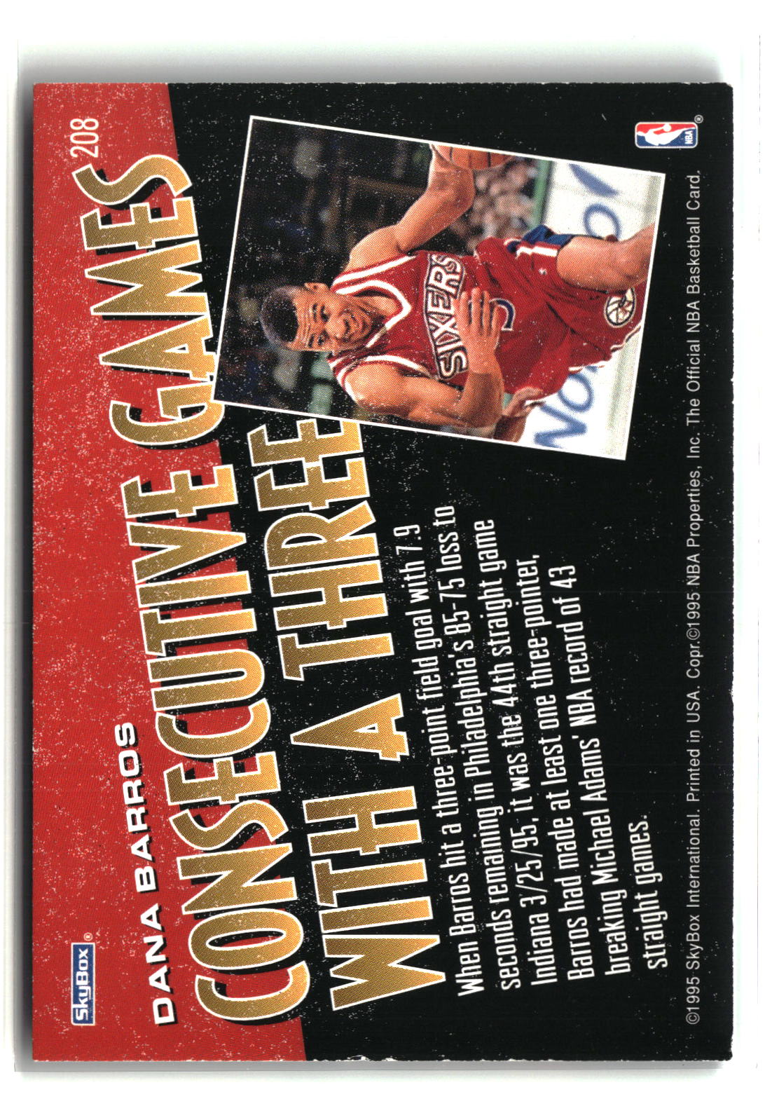 Dana Barros 1995-96 Hoops #208